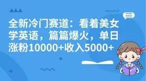 全新冷门赛道：看着美女学英语，篇篇爆火，单日涨粉10000+收入5000+-鑫梵淘