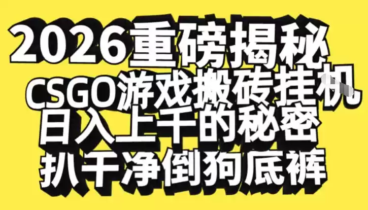 2026开年重磅解密，CSGO游戏搬砖挂G日入1k+的秘密，把倒狗的底裤扒干【揭秘】-鑫梵淘