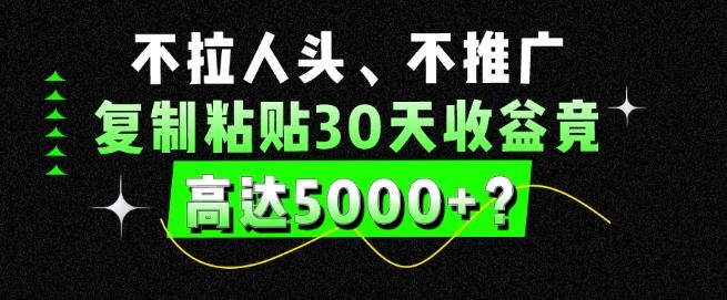 不拉人头、不推广，复制粘贴30天收益竟高达5000+？-鑫梵淘