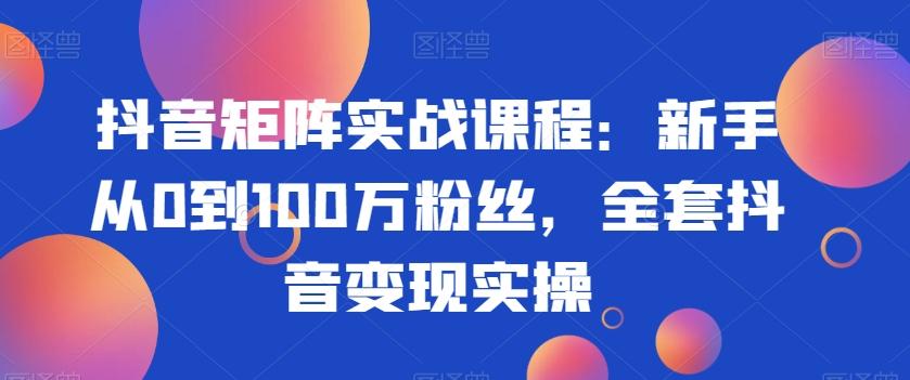 抖音矩阵实战课程：新手从0到100万粉丝，全套抖音变现实操-鑫梵淘