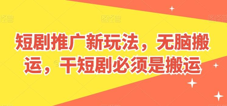短剧推广新玩法，无脑搬运，干短剧必须是搬运【揭秘】-鑫梵淘