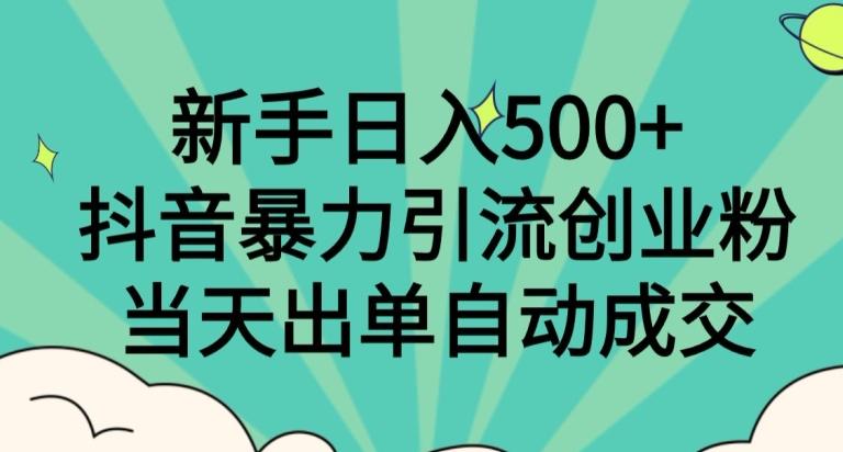 新手日入500+，抖音暴力引流创业粉，当天出单自动成交-鑫梵淘