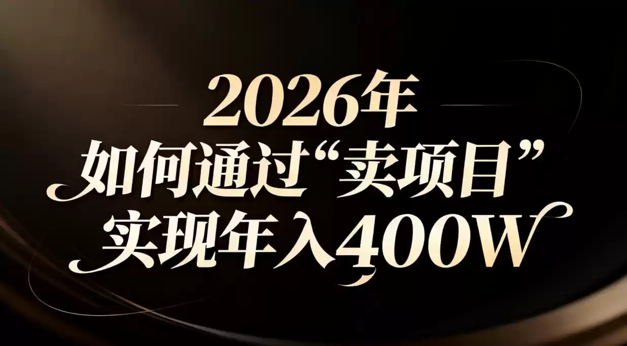 2026年如何通过“卖项目”实现年入百万-鑫梵淘