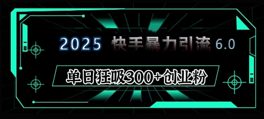 2025年快手6.0保姆级教程震撼来袭，单日狂吸300+精准创业粉-鑫梵淘