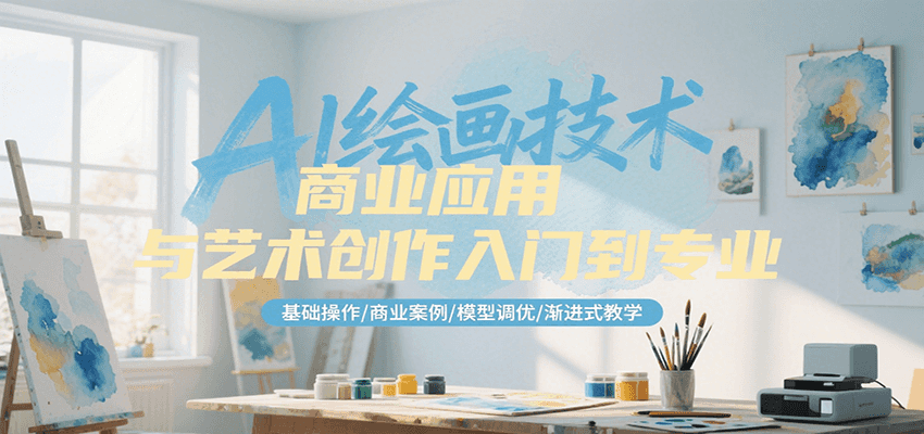 AI绘画技术商业应用与艺术创作入门到专业，基础操作/商业案例/模型调优/渐进式教学-鑫梵淘