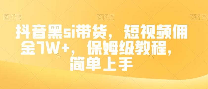 抖音黑si带货，短视频佣金7W+，保姆级教程，简单上手【揭秘】-鑫梵淘