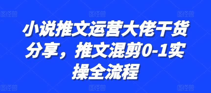 小说推文运营大佬干货分享，推文混剪0-1实操全流程-鑫梵淘