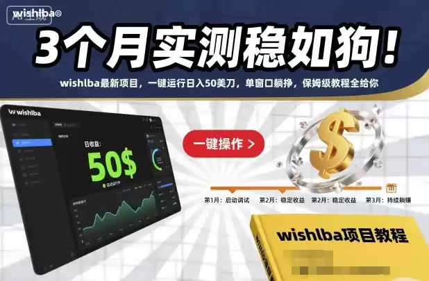 3个月实测稳如狗！wishlba最新项目，一键运行日入50美刀，单窗口躺挣，保姆级教程全给你【揭秘】-鑫梵淘