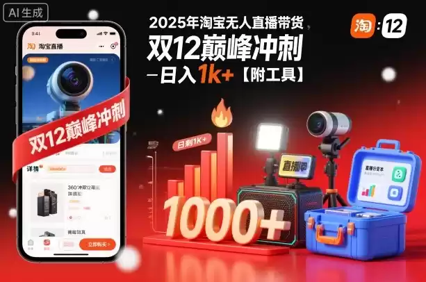 2025年淘宝无人直播带货，冲刺双12，日入1k+【附工具】【揭秘】-鑫梵淘
