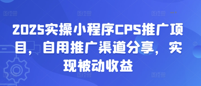2025实操小程序CPS推广项目，自用推广渠道分享，实现被动收益-鑫梵淘