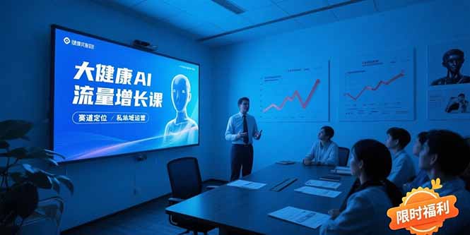 大健康AI流量增长课8.0，赛道定位方法论，AI数字人内容生产，私域转化运营-鑫梵淘