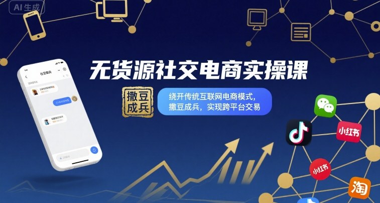 无货源社交电商实操课，绕开传统互联网电商模式，撒豆成兵，实现跨平台交易-鑫梵淘