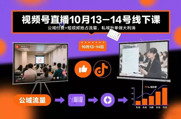 视频号直播10月13-14号线下课，公域付费+短视频抢占流量，私域升单做大利消-鑫梵淘