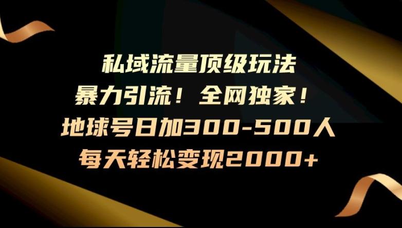 暴力引流，全网独家，地球号日加300-500人，私域流量顶级玩法，每天轻松变现2000+-鑫梵淘