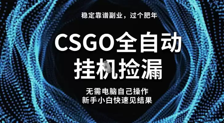【稳定副业】全球最热门游戏CSGO全自动捡漏，最新玩法，新手小白日入5张+【揭秘】-鑫梵淘
