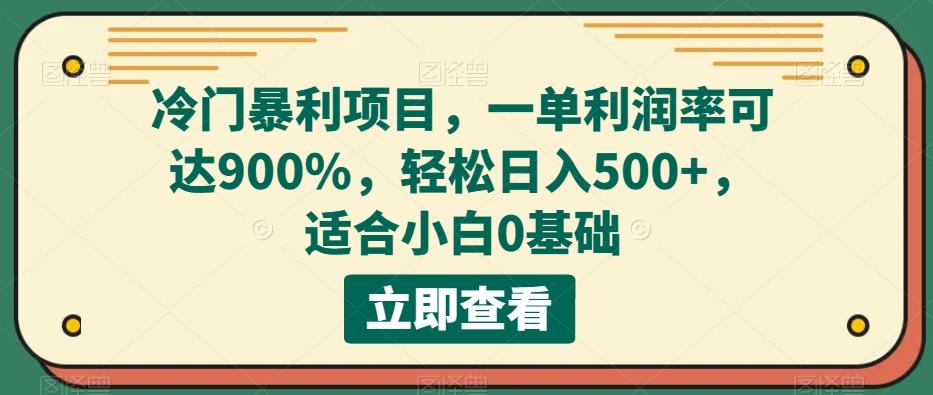 冷门暴利项目，一单利润率可达900%，轻松日入500+，适合小白0基础-鑫梵淘