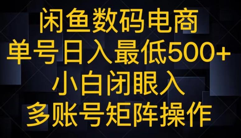 闲鱼数码电商，单号日入最低500+，小白闭眼入，多账号矩阵操作-鑫梵淘