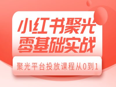 小红书聚光零基础实战，聚光平台投放课程从0到1-鑫梵淘
