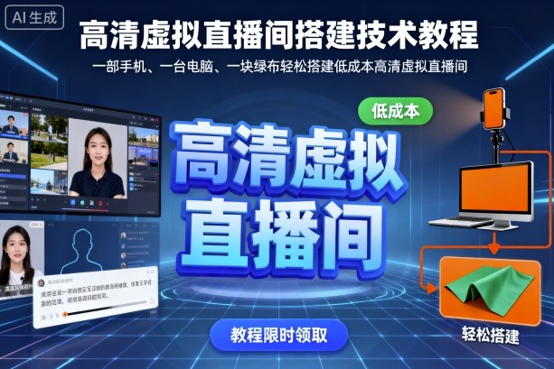 高清虚拟直播间搭建技术教程，一部手机、一台电脑、一块绿布轻松搭建低成本高清虚拟直播间-鑫梵淘