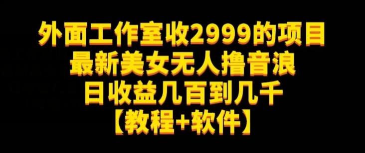 外面工作室收2999的项目最新美女无人撸音浪日收益几百到几千【教程+软件】（仅揭秘）-鑫梵淘
