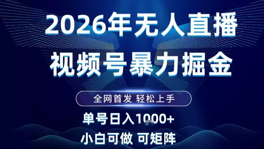 2026最新视频号无人直播掘金，全网首发，小白可以玩，长期稳定日入1k+【揭秘】-鑫梵淘