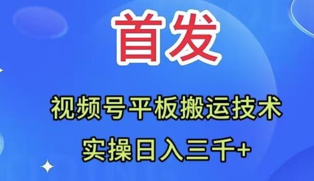 全网首发：视频号平板搬运技术，实操日入三千＋-鑫梵淘