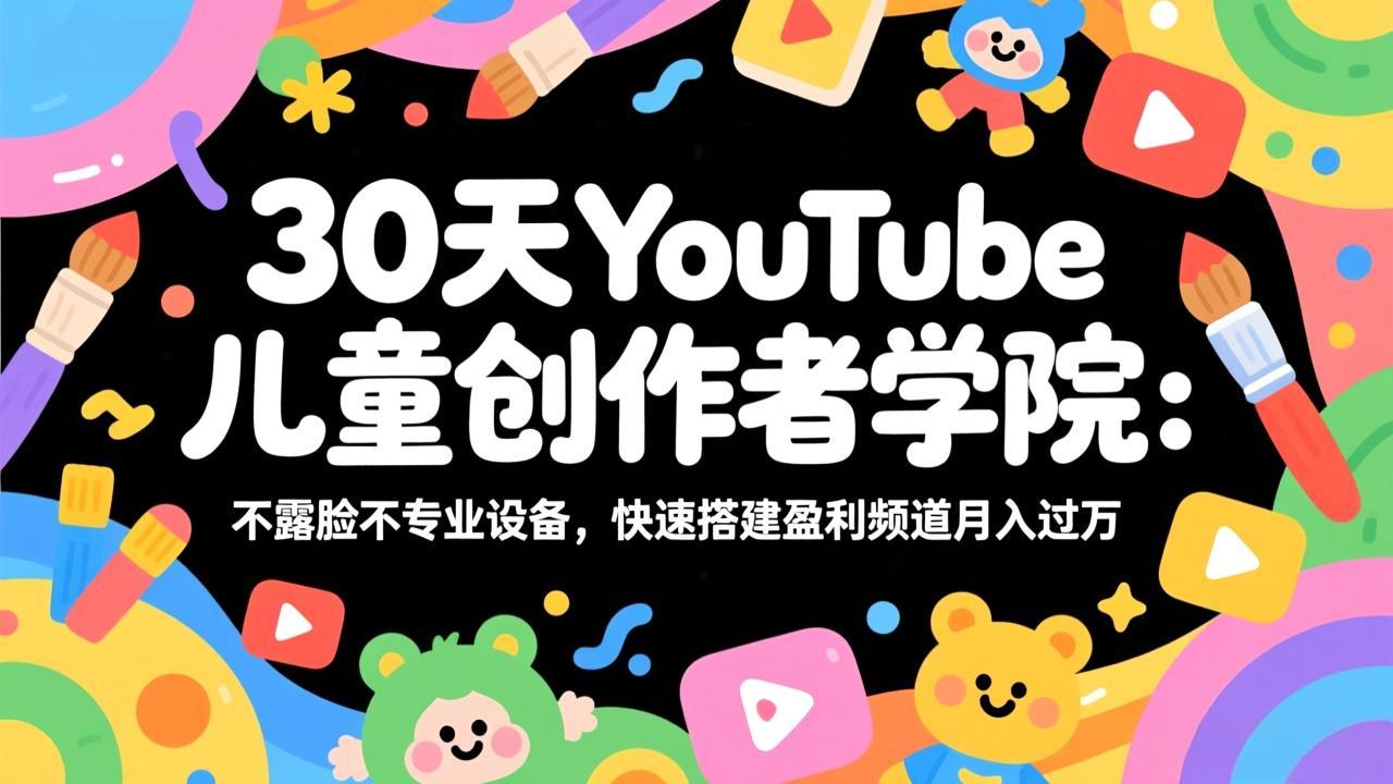 30天YouTube儿童创作者学院：不露脸不专业设备，快速搭建盈利频道月入过万-鑫梵淘