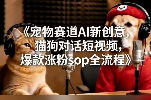 宠物赛道AI新创意，猫狗对话短视频，爆款涨粉sop全流程-鑫梵淘