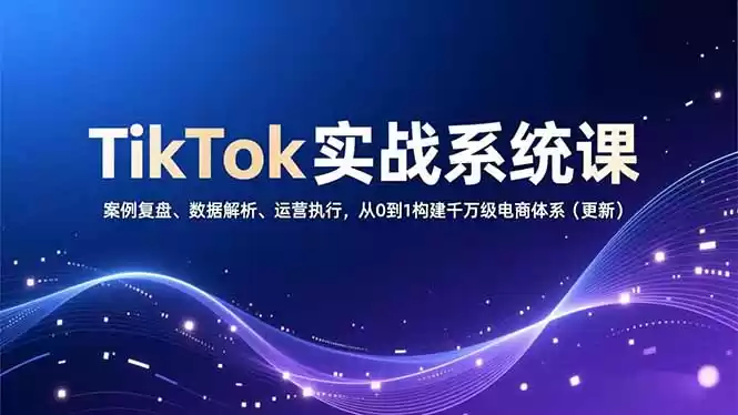 TikTok实战系统课，案例复盘、数据解析、运营执行，从0到1构建千万级电商体系(更新-鑫梵淘