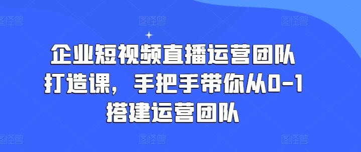 企业短视频直播运营团队打造课，手把手带你从0-1搭建运营团队-鑫梵淘