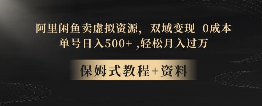 阿里闲鱼卖虚拟资源，双域变现，0成本，日入500+，轻松月入过万-鑫梵淘