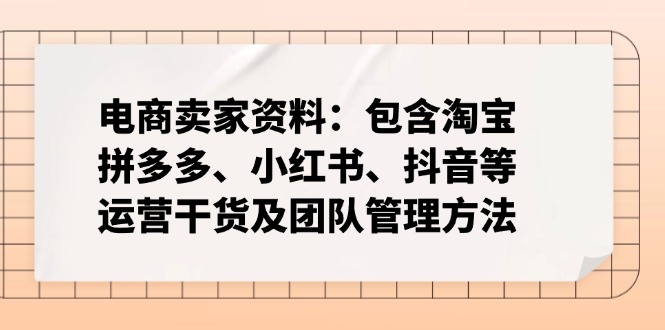 电商卖家资料：包含淘宝、拼多多、小红书、抖音等运营干货及团队管理方法-鑫梵淘