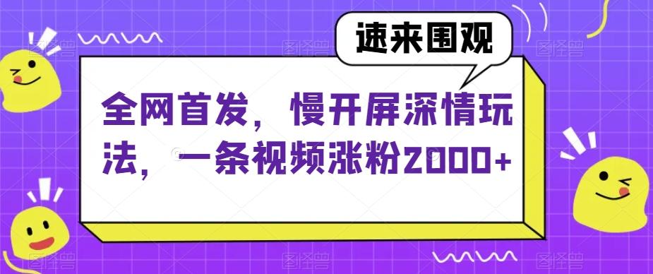 全网首发，慢开屏深情玩法，一条视频涨粉2000+【揭秘】-鑫梵淘