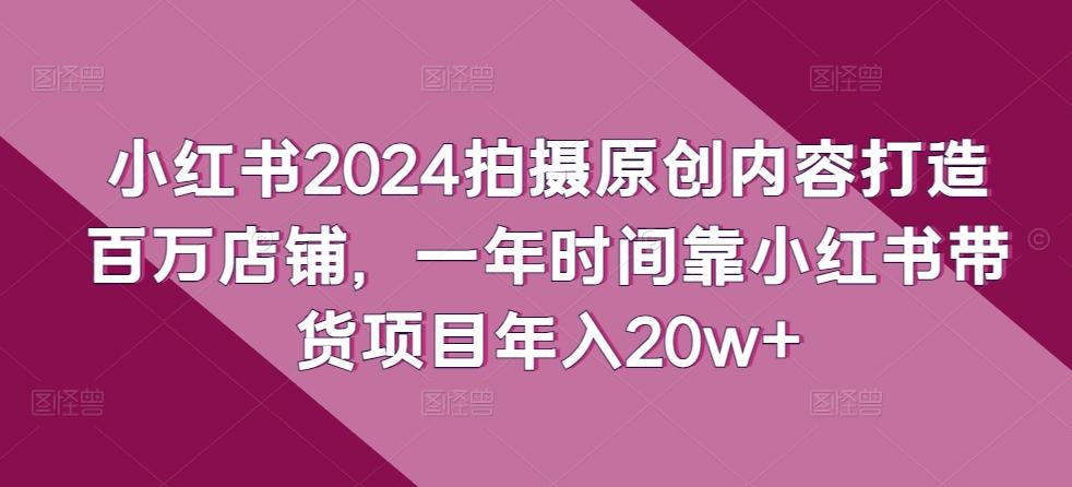 小红书2024拍摄原创内容打造百万店铺，一年时间靠小红书带货项目年入20w+-鑫梵淘