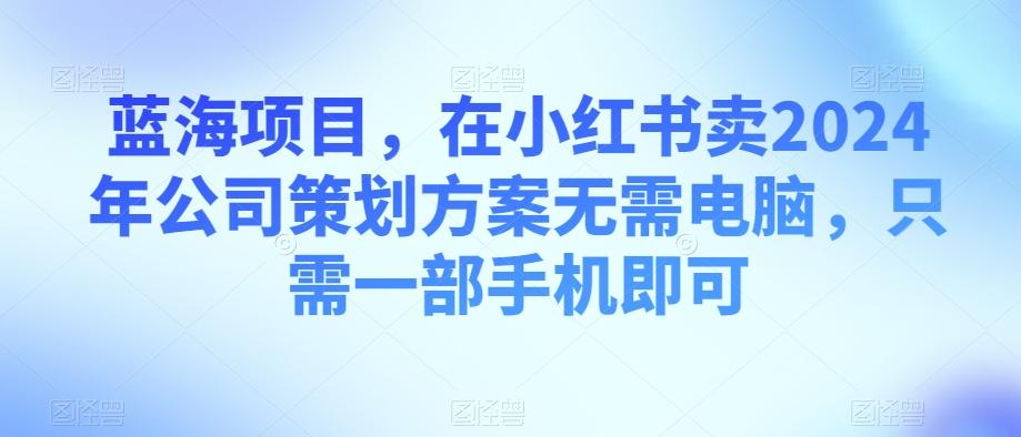 蓝海项目，在小红书卖2024年公司策划方案无需电脑，只需一部手机即可-鑫梵淘