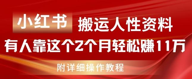小红书搬运人性资料，有人靠这个2个月轻松赚11w，附教程【揭秘】-鑫梵淘