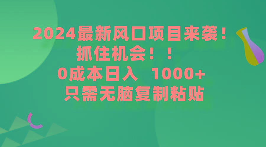 (9899期)2024最新风口项目来袭，抓住机会，0成本一部手机日入1000+，只需无脑复...-鑫梵淘