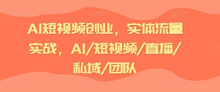 AI短视频创业，实体流量实战，AI/短视频/直播/私域/团队-鑫梵淘