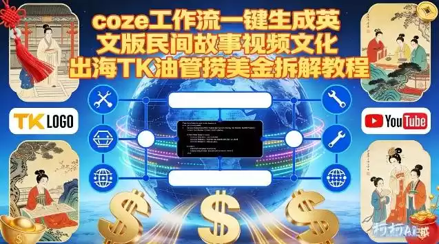 Coze扣子工作流一键生成英文版民间故事视频，文化出海TK油管捞美金拆解教程-鑫梵淘