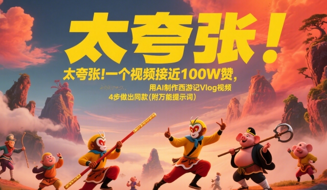 太夸张！一个视频接近100W赞，用AI制作西游记Vlog视频，全流程拆解来了(附万能提示词)-鑫梵淘