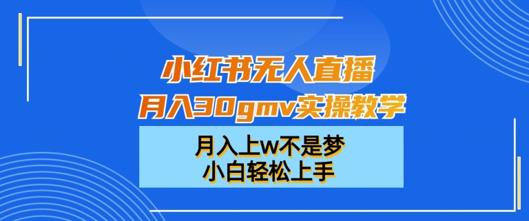 小红书无人直播月入30gmv实操教学，月入上w不是梦，小白轻松上手【揭秘】-鑫梵淘