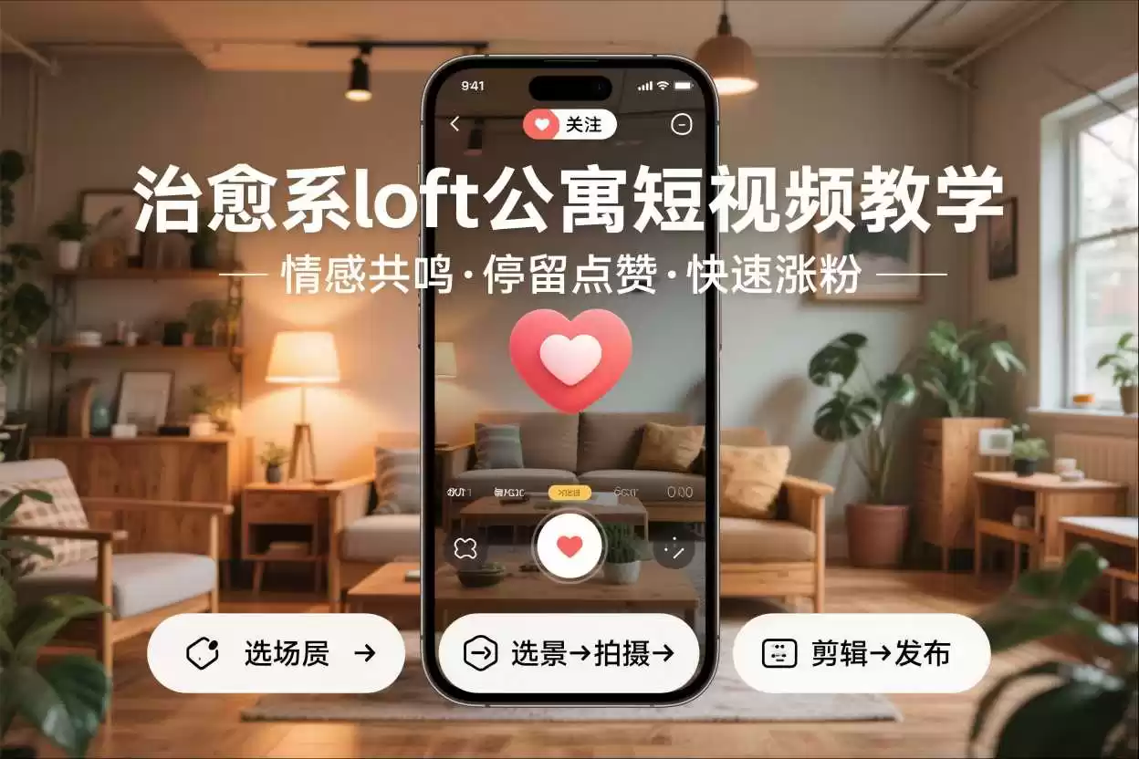 治愈系loft公寓短视频制作教学，情感共鸣引停留点赞关注，快速起号涨粉-鑫梵淘