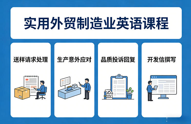 实用外贸制造业英语课程，教你专业处理送样请求、应对生产意外、回复品质投诉、撰写开发信等-鑫梵淘