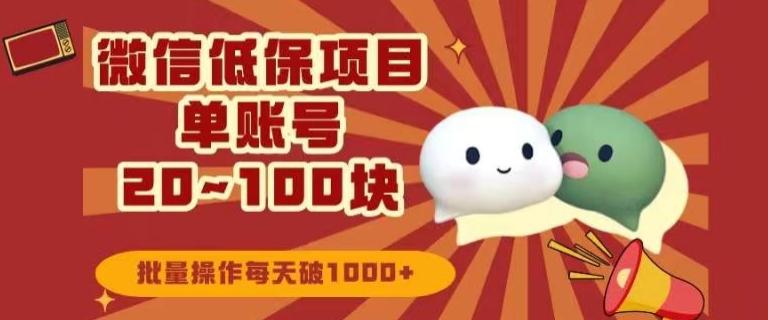 微信领低保单账号20元-100元，批量操作每天破1000+-鑫梵淘