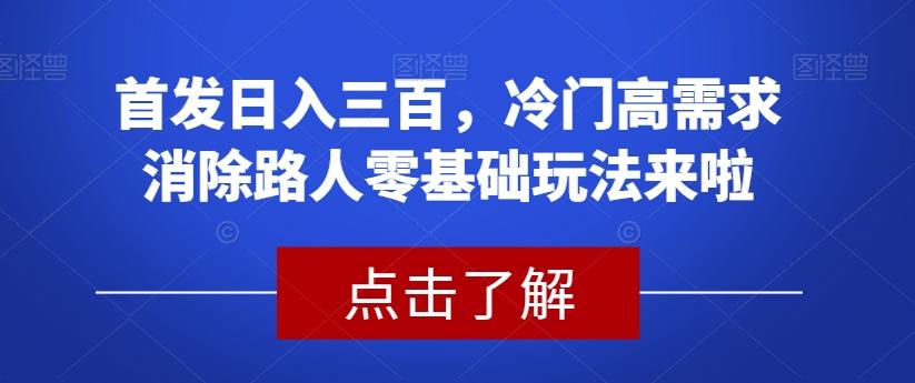 首发日入三百，冷门高需求消除路人零基础玩法来啦【揭秘】-鑫梵淘