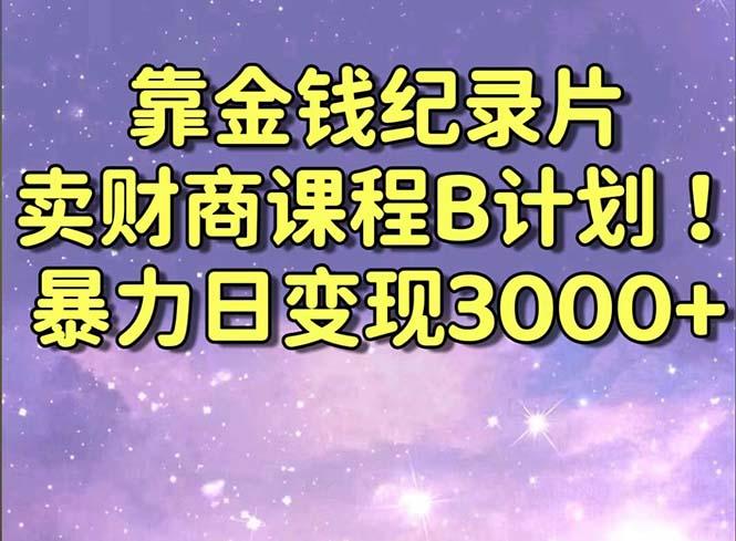 靠金钱纪录片卖财商课程B计划！暴力日变现3000+，喂饭式干货教程！-鑫梵淘