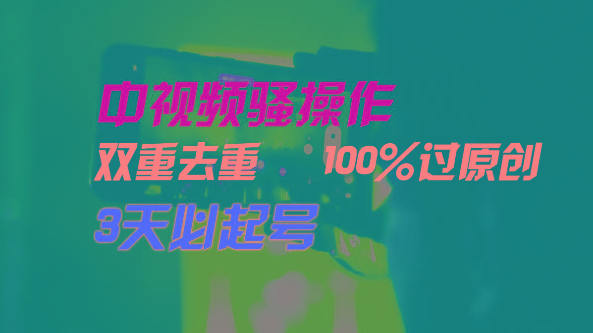 中视频骚操作，双重去重100%过原创，3天比必起号，简单无脑，月入3W+-鑫梵淘