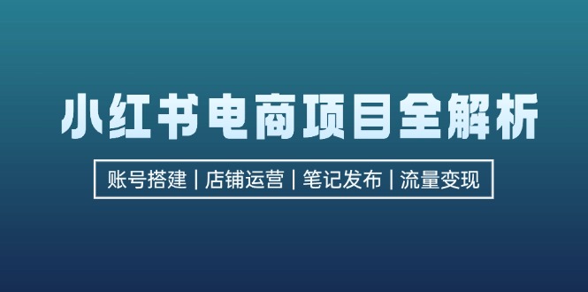 小红书电商项目全解析，包括账号搭建、店铺运营、笔记发布  实现流量变现-鑫梵淘