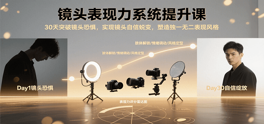 镜头表现力系统提升课，30天突破镜头恐惧实现自信蜕变，塑造独一无二表现风格-鑫梵淘