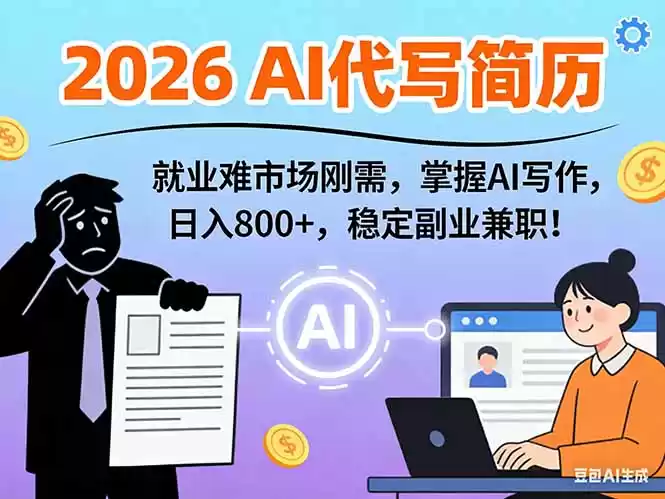 AI代写简历，超暴利，用万能模板月入1-3万实战教程，2026年市场刚需！-鑫梵淘